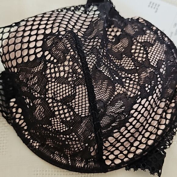 DKNY Women's Lace Lightly Padded Underwire Contour Bra 34C Black/ Cream - Picture 16 of 16